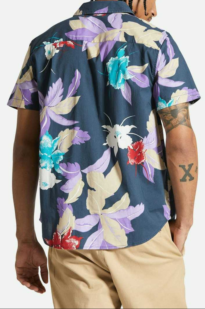 Charter Print S/S Shirt - Washed Navy Passion