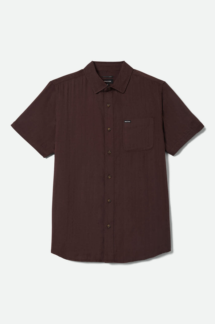 Men's Charter Slub Short Sleeve Shirt in the color Chocolate - Front Product View