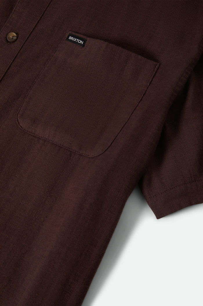 Men's Charter Slub Short Sleeve Shirt in the color Chocolate - Additional Laydown image