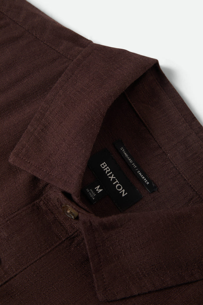 Men's Charter Slub Short Sleeve Shirt in the color Chocolate - Additional Laydown image
