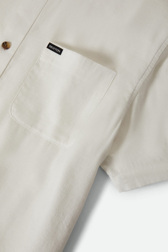 Men's Charter Slub Short Sleeve Shirt in the color Off White - Additional Laydown image