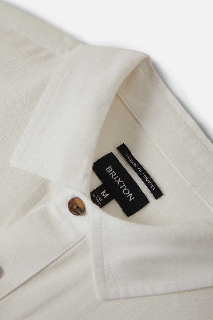 Men's Charter Slub Short Sleeve Shirt in the color Off White - Additional Laydown image