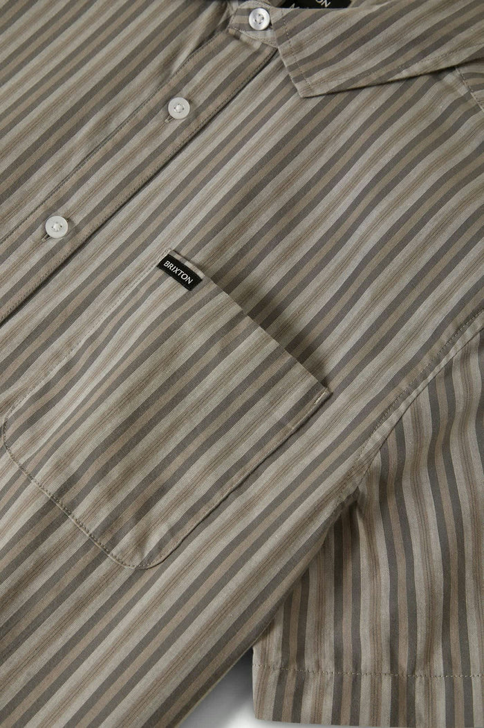 Men's Charter Stripe S/S Shirt in the color Charcoal/Grey - Additional Laydown image