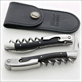 Chateau Laguiole Classic Ebony Corkscrew, top-down view of two corkscrews and a black leather case. Handcrafted details, 100% Made in France.