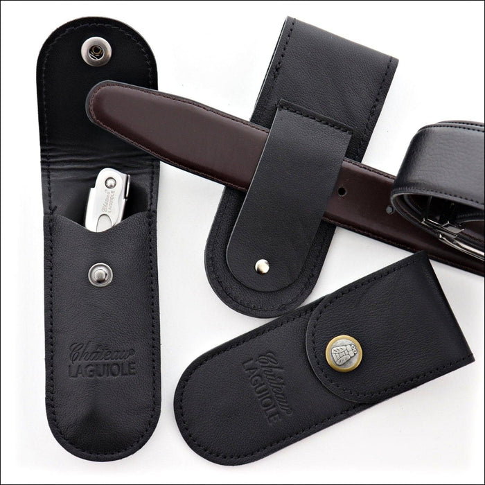 Chateau Laguiole Leather Belt Sheath, - Handcrafted by Chateau Laguiole® - Made in France