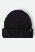 Unisex Chunky Heist Beanie in the color Black - Front Product Laydown Image