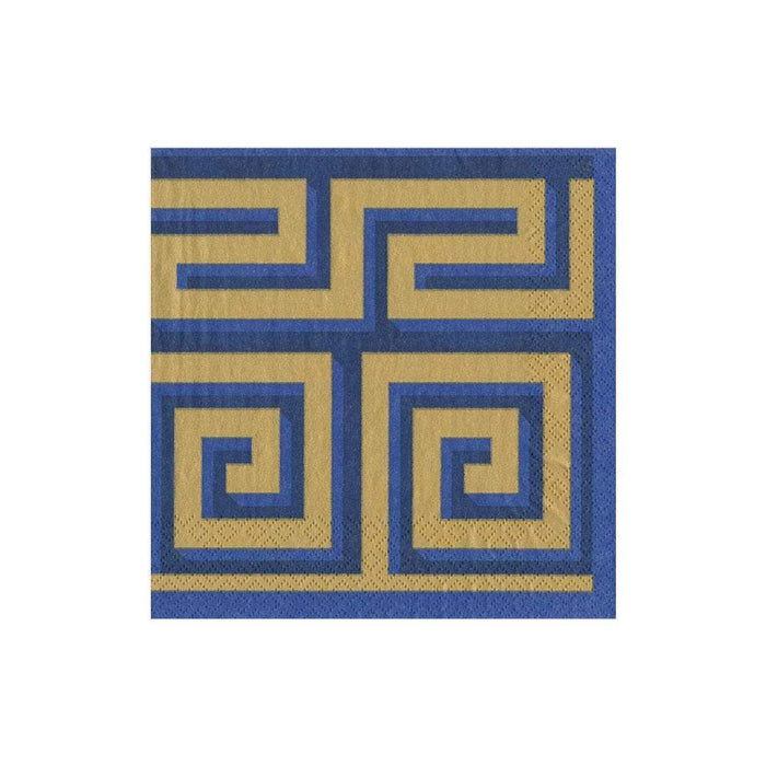 Cocktail Napkin Greek Meander Blue/Gold - Wilson Lee