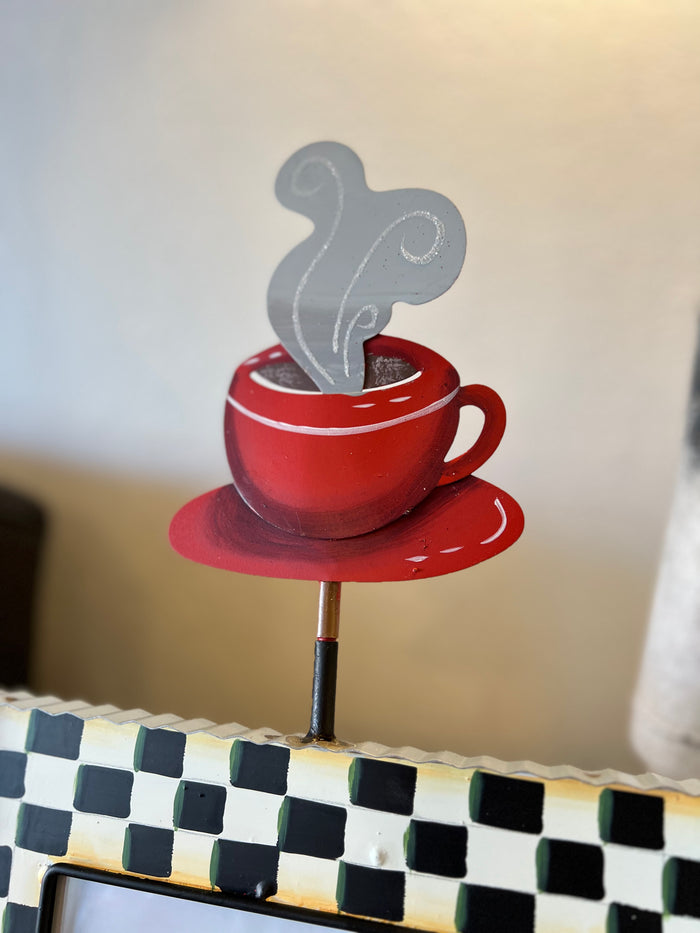 Coffee Cup Finial in Red