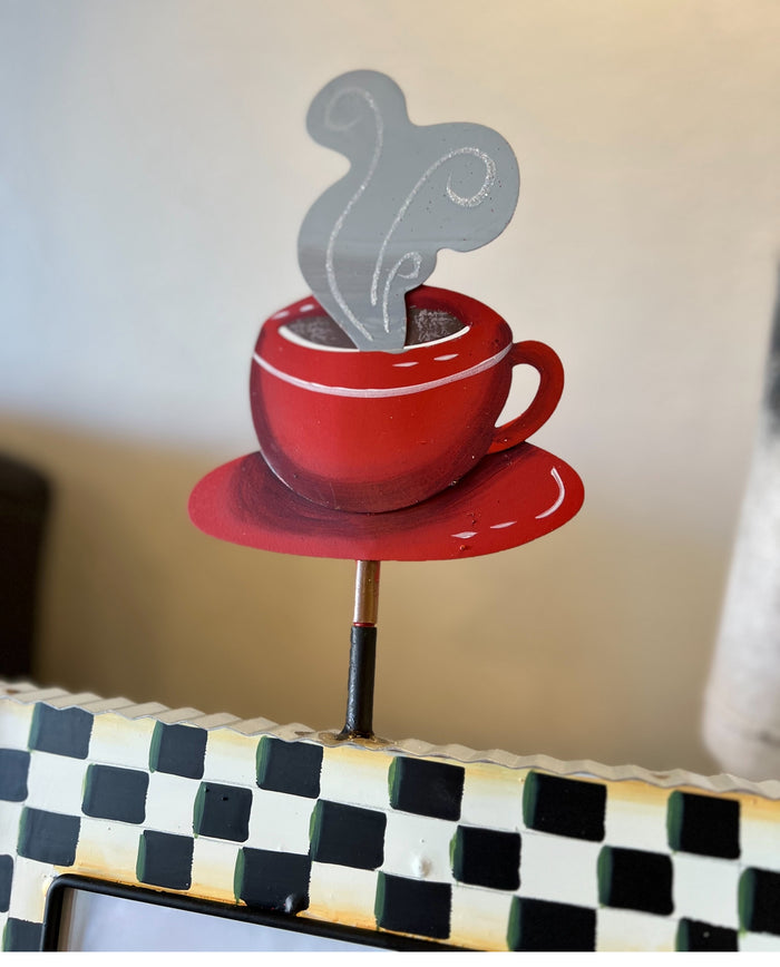 Coffee Cup Finial in Red