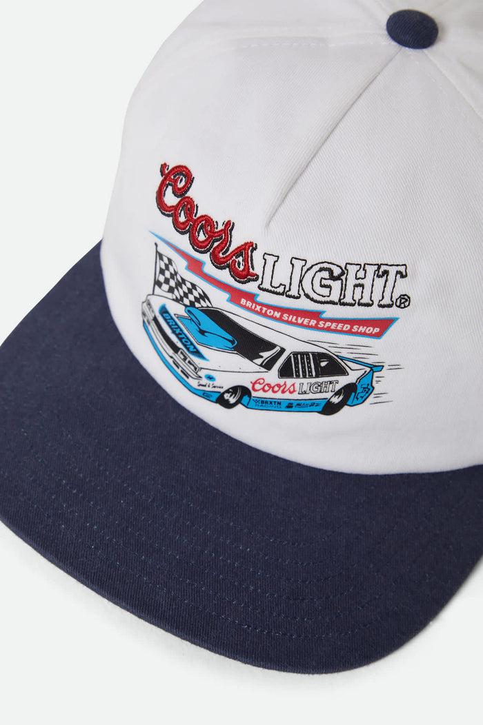 Unisex Coors Light Blower Snapback in the color White/Coors Navy - Additional Laydown image