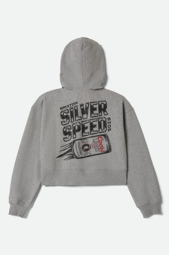 Women's Coors Light Silver Speed Hoodie in the color Heather Grey - Additional Laydown image