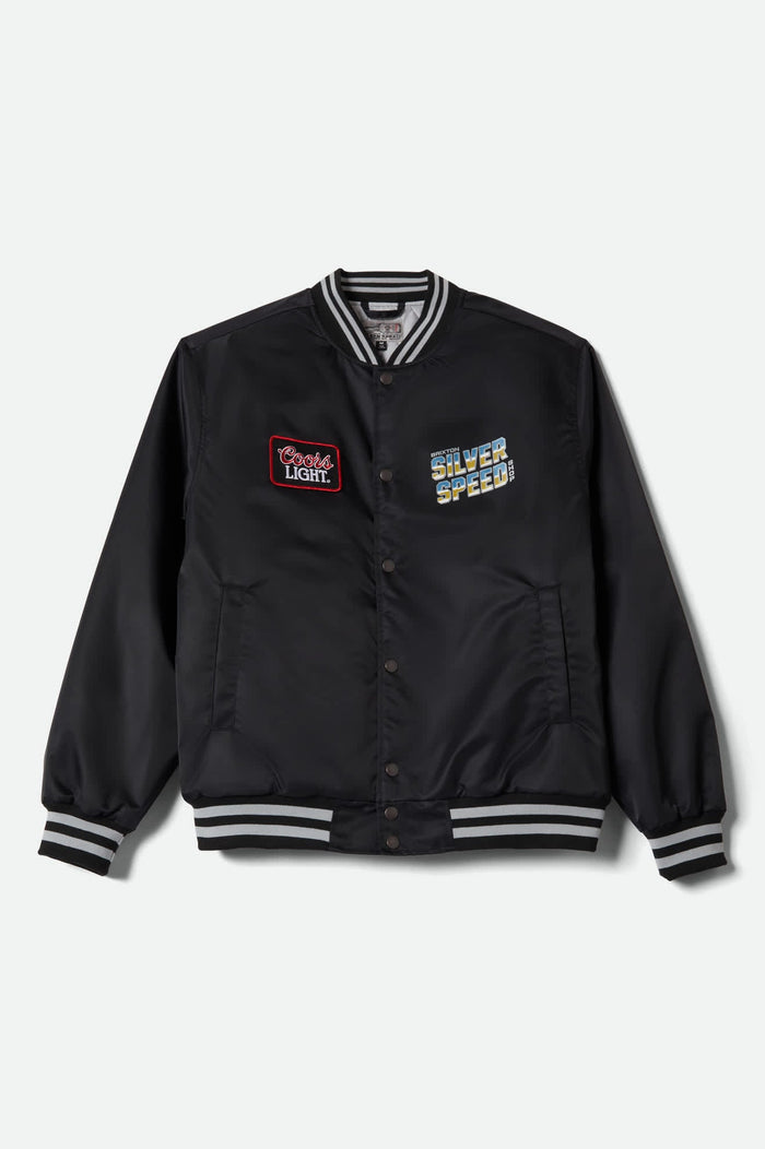 Men's Coors Light Silver Speed Shop Jacket in the color Black/Silver - Front Product View