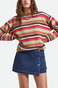 Women's Cozy Crew Sweater in the color Multi Stripe - Women's Front View