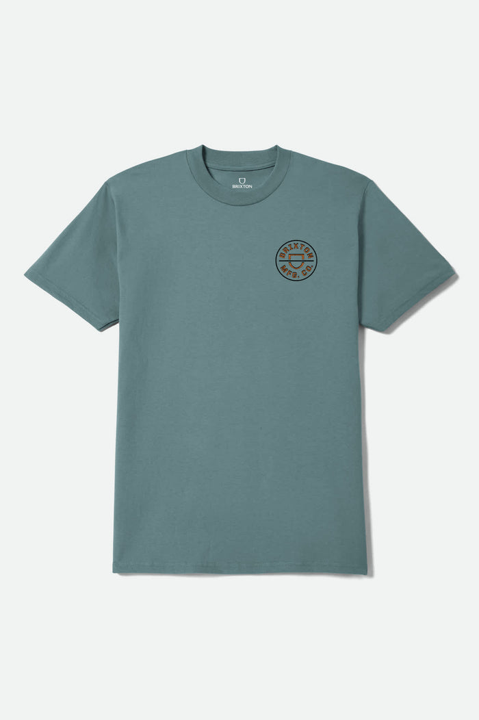 Men's Crest II Short Sleeve Shirt in the color Ocean Breeze/ Black/Rust - Front Product View