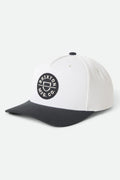 Unisex Crest Netplus Snapback in the color Black/Off White - Front Product Laydown Image