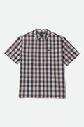 Men's Cru Plaid Short Sleeve Shirt in the color Black/Off White/Red - Front Product View