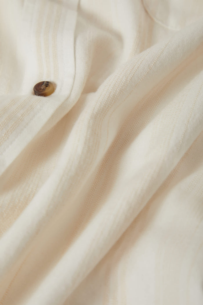 Men's Charter Stripped Dobby Short Sleeve Shirt in the color Off White - Additional Laydown image