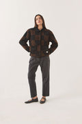 Women's Delilah Quilted Jacket in the color Black/Brown - Women's Front Fit Image