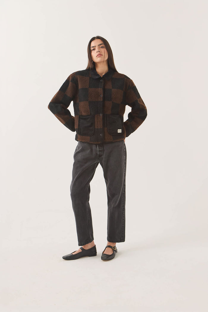 Women's Delilah Quilted Jacket in the color Black/Brown - Women's Front Fit Image
