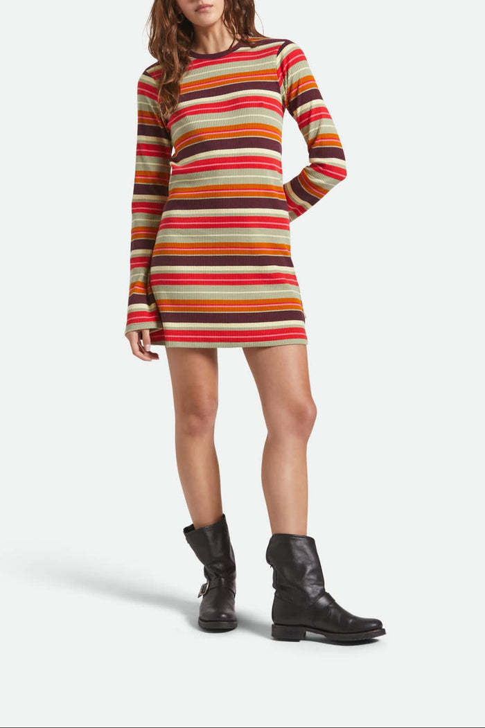 Women's Dolly L/S Knit Dress in the color Multi Stripe - Women's Front View