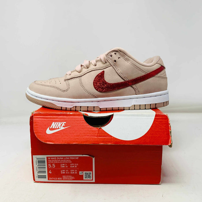 Nike Dunk Low PRM Pink Oxford women's Valentine's Day custom sneakers in soft pink colorway