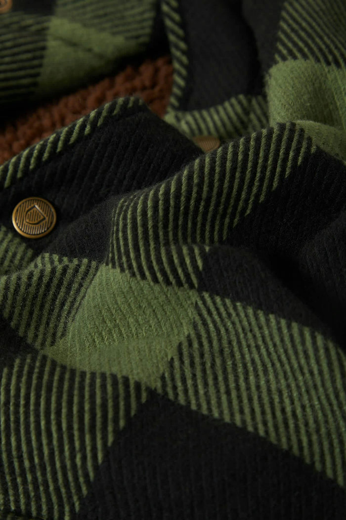 Men's Durham Sherpa Lined Jacket in the color Black/Wild Green Flannel - Additional Laydown image