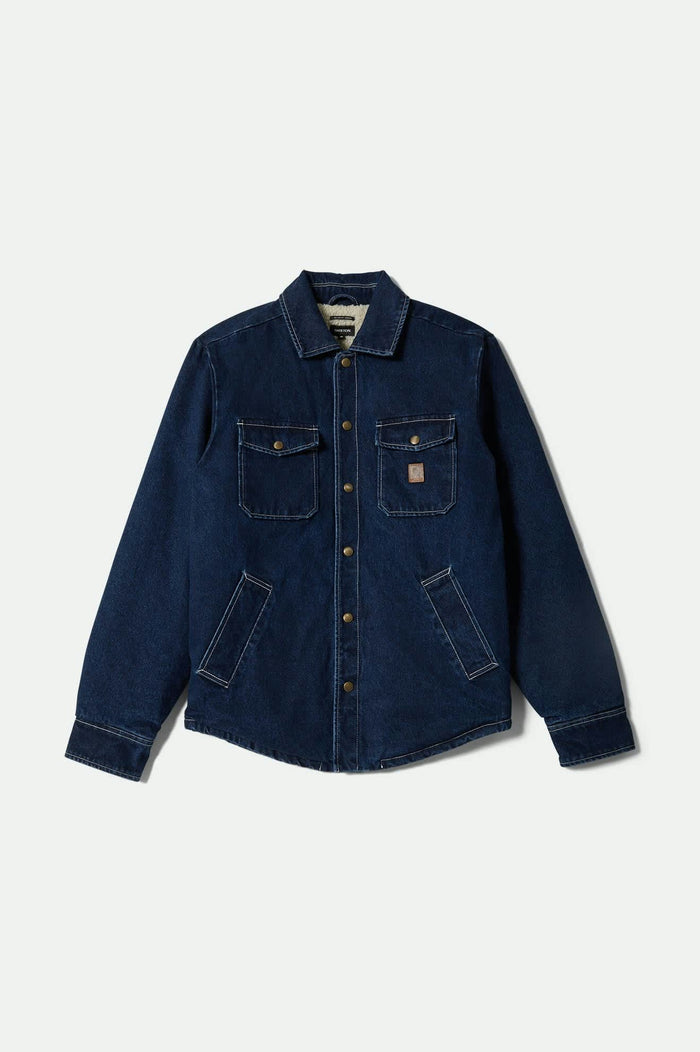 Men's Durham Sherpa Lined Jacket in the color Medium Wash Denim - Front Product View