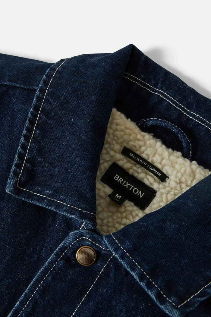 Men's Durham Sherpa Lined Jacket in the color Medium Wash Denim - Additional Laydown image
