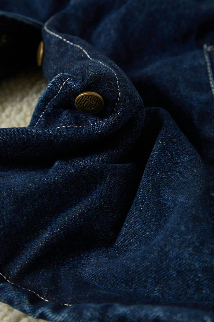 Men's Durham Sherpa Lined Jacket in the color Medium Wash Denim - Additional Laydown image