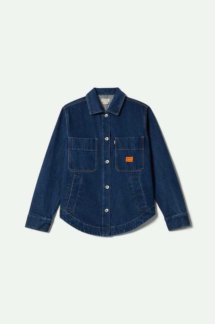 Women's Durham Shirt Jacket in the color Rinse Denim - Front Product View