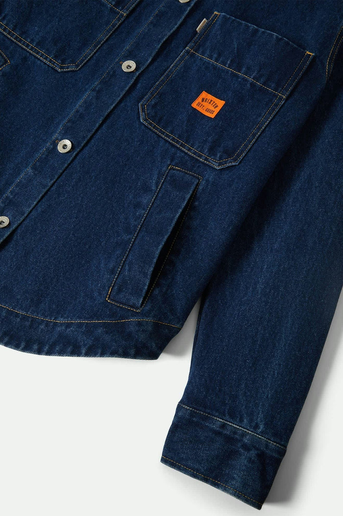 Women's Durham Shirt Jacket in the color Rinse Denim - Additional Laydown image