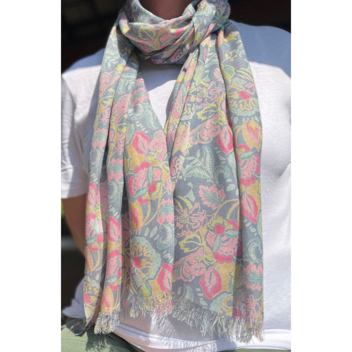 Earth Squared Blue Jacobean Print Scarf (CAN26BLSCF)