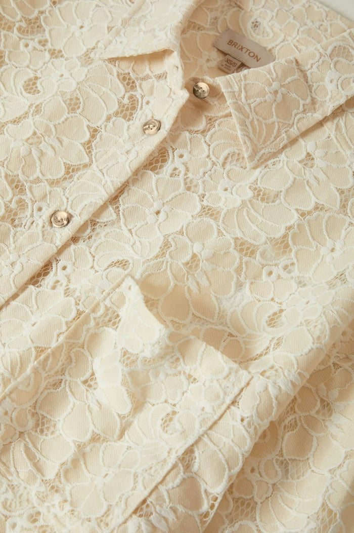 Women's East Side Boxy L/S Button Down in the color Whitecap - Additional Laydown image