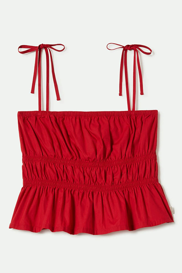 Women's Eden Smocked Top in the color Crimson - Front Product View