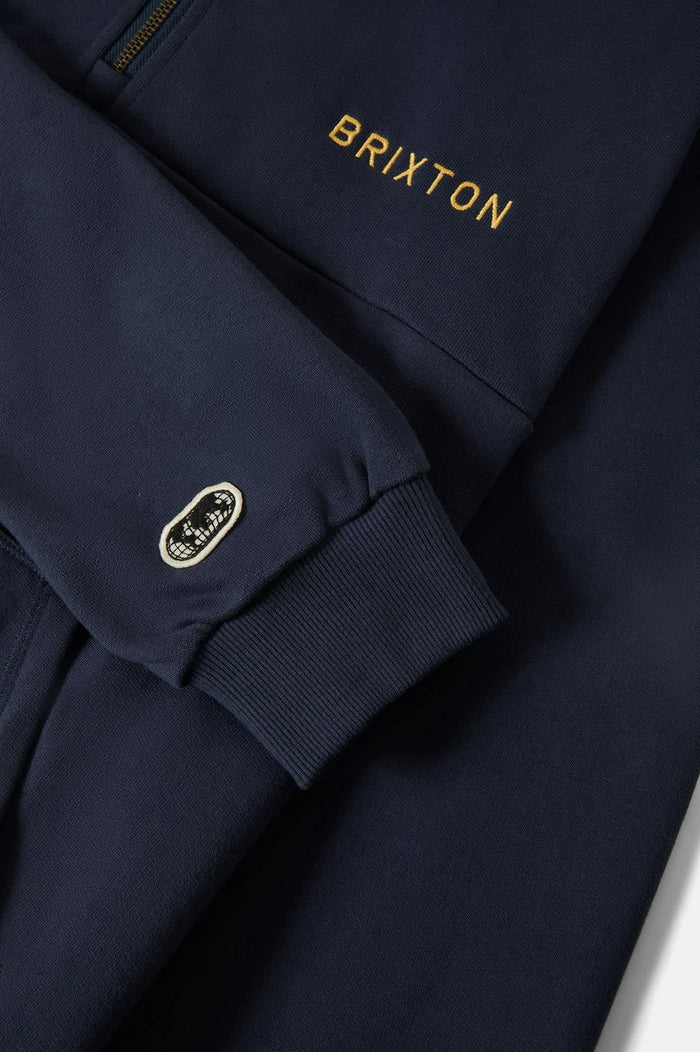 Men's Embroidered Heavyweight Half Zip in the color Mood Indigo - Additional Laydown image