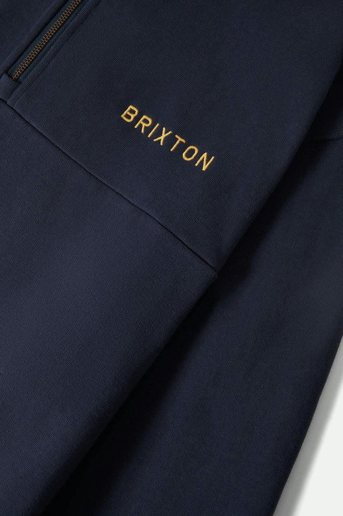 Men's Embroidered Heavyweight Half Zip in the color Mood Indigo - Additional Laydown image