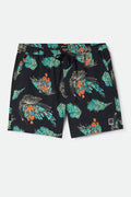 Men's Everyday Stretch Hybrid Short 7" in the color Black Floral - Front Product Laydown Image