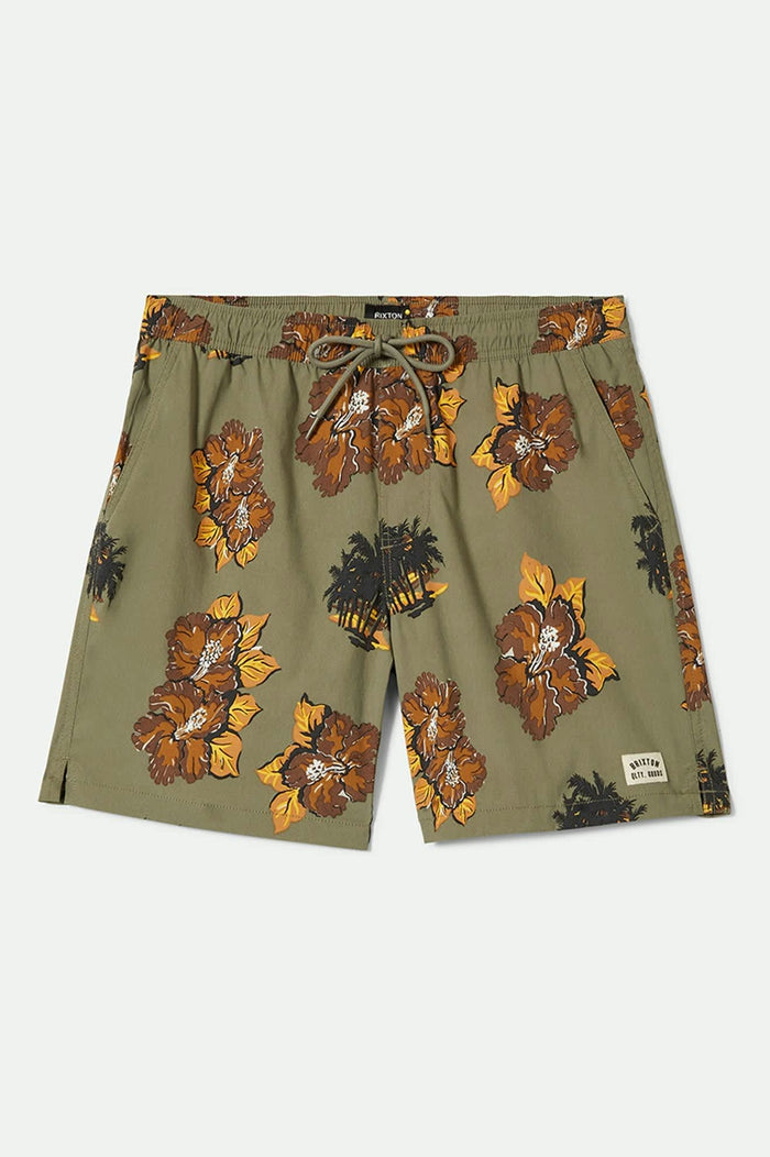 Men's Everyday Stretch Hybrid Short 7" in the color Olive Surplus Floral - Front Product View