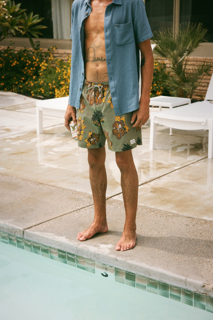 Everyday Stretch Hybrid Short 7" - Olive Surplus Floral