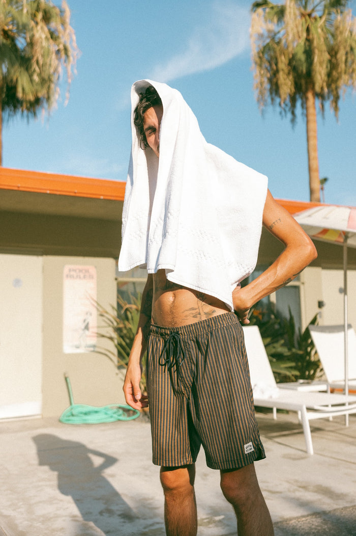 Everyday Stretch Hybrid Short 7" - Washed Navy/Sunbaked Herringbone