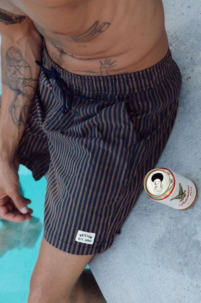 Everyday Stretch Hybrid Short 7" - Washed Navy/Sunbaked Herringbone