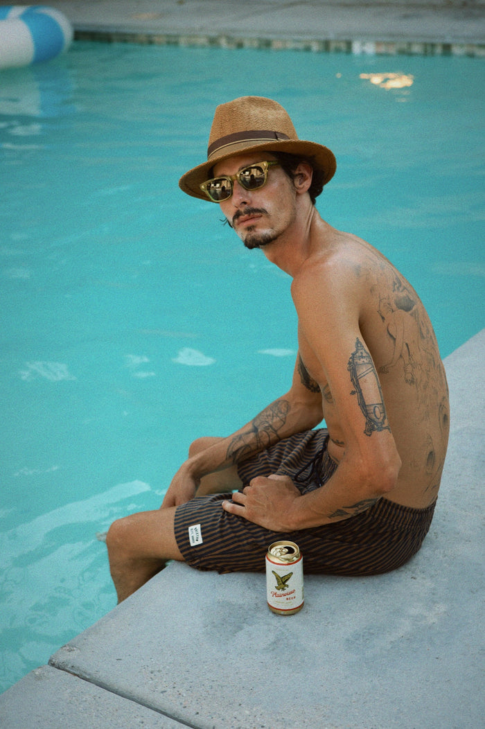Everyday Stretch Hybrid Short 7" - Washed Navy/Sunbaked Herringbone