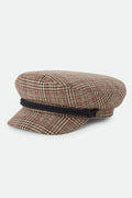 Unisex Fiddler Fisherman Cap in the color Brown/Tan/Red Plaid - Front Product Laydown Image
