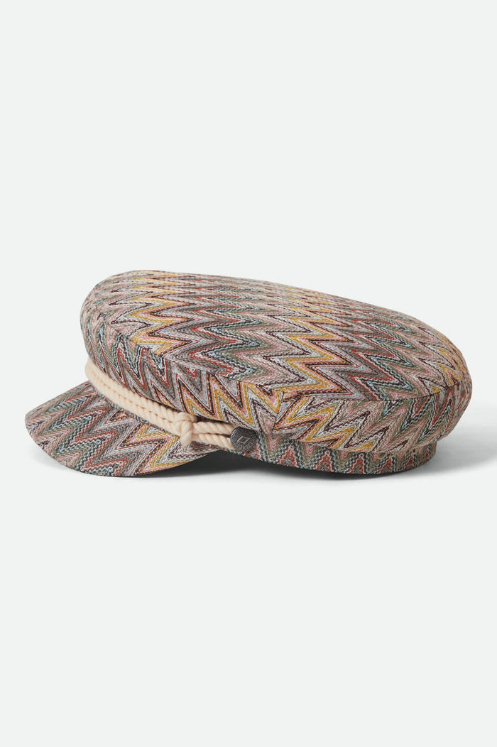 Women's Fiddler Fisherman Cap in the color Multi Color Zigzag - Additional Laydown image