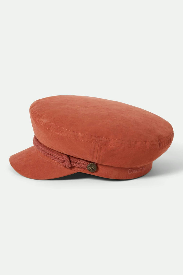 Women's Fiddler Fisherman Cap in the color Terracota Brushed Satin - Additional Laydown image