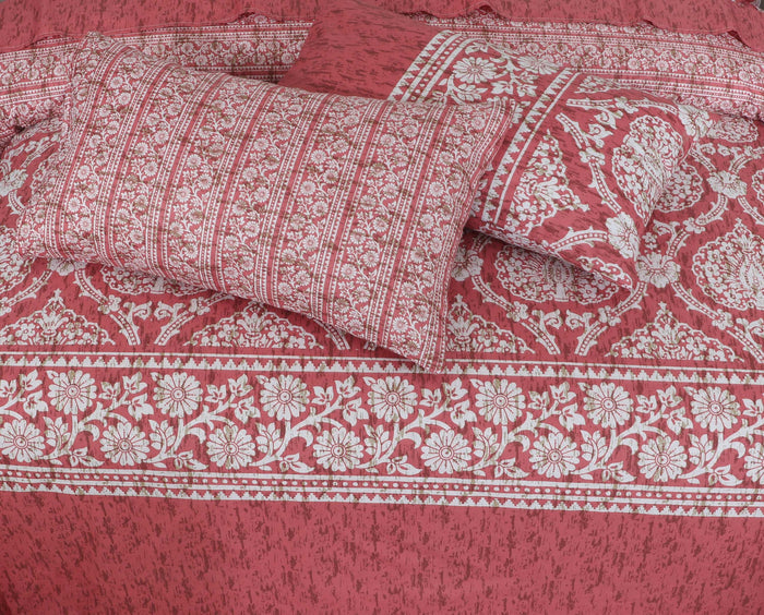 Floral Reversible Cotton Quilt Cover 6 Pcs Design 207 - Nishat Creative Store