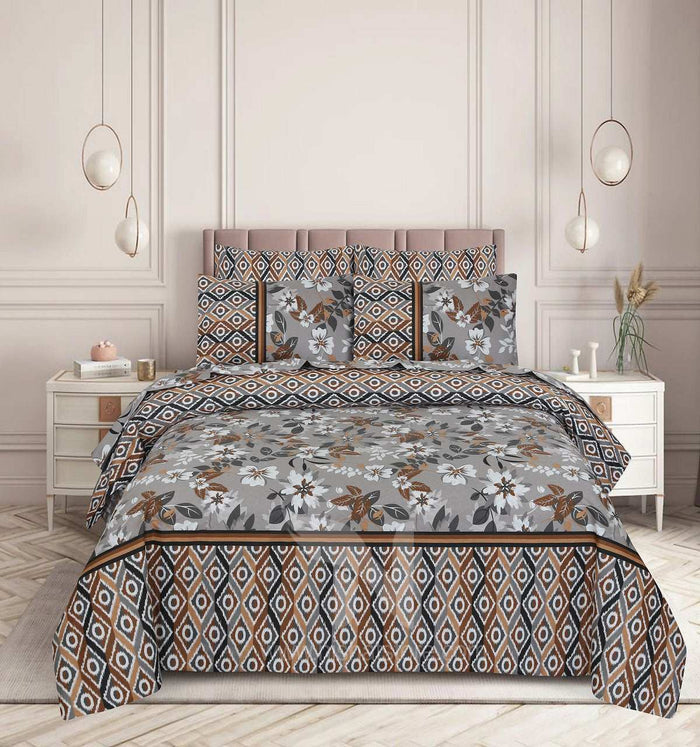 Floral Reversible Cotton Quilt Cover 6 Pcs Design 208 - Nishat Creative Store
