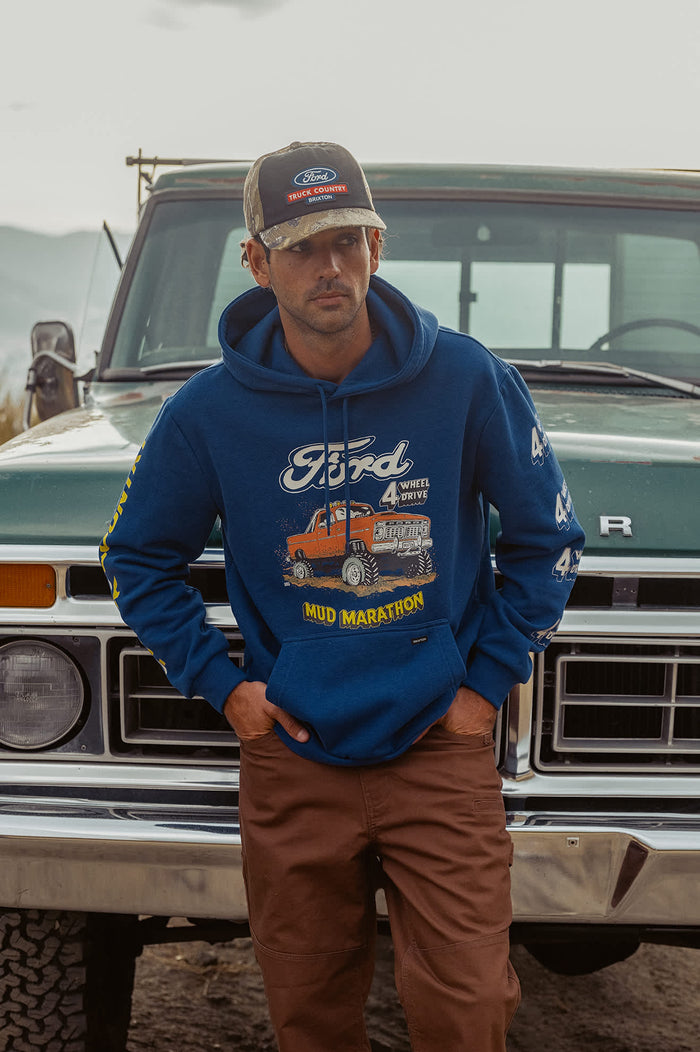 Men's Ford Mud Marathon Relaxed Fleece Hoodie in the color Ford Blue - Men's Lifestyle image