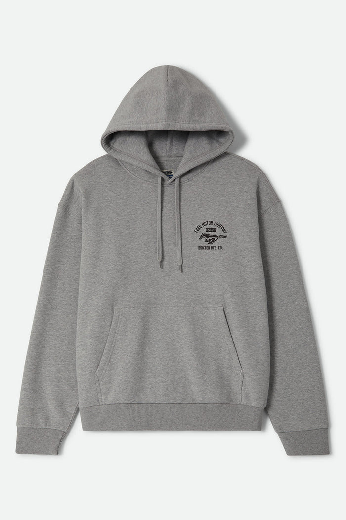 Men's Ford Mustang Hood in the color Heather Grey - Front Product Laydown Image