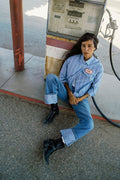 Women's Ford Mustang Sally Shirt in the color Blue Chambray/Stripe - Women's Lifestyle 1